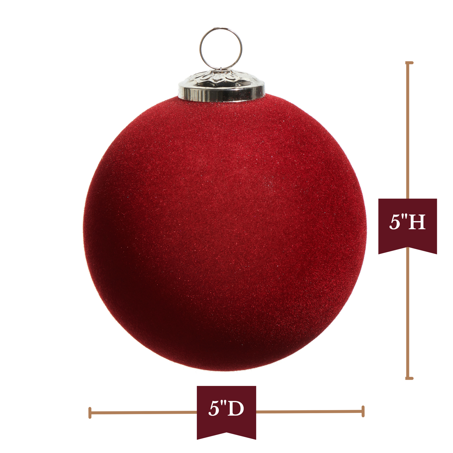 RAZ Imports 5" Red Velvet Flocked Glass Ball Christmas Ornament