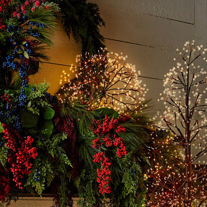 RAZ Imports 18" Brown Starburst Warm White LED Lighted Orb Christmas Decoration, Indoor or Outdoor Use