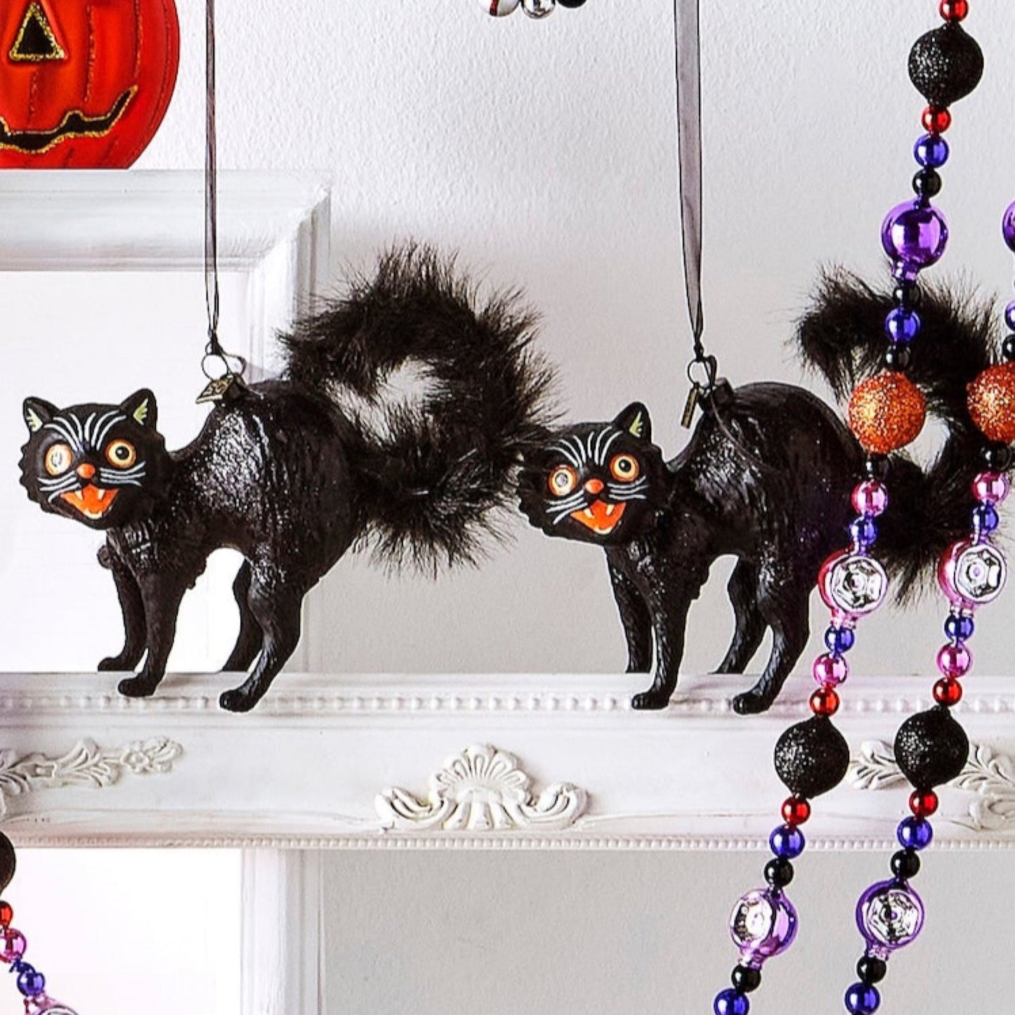 RAZ Imports by Eric Cortina 6" Fraidy Cat Black Cat Glass Collectible Halloween Ornament