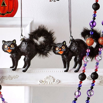 RAZ Imports by Eric Cortina 6" Fraidy Cat Black Cat Glass Collectible Halloween Ornament