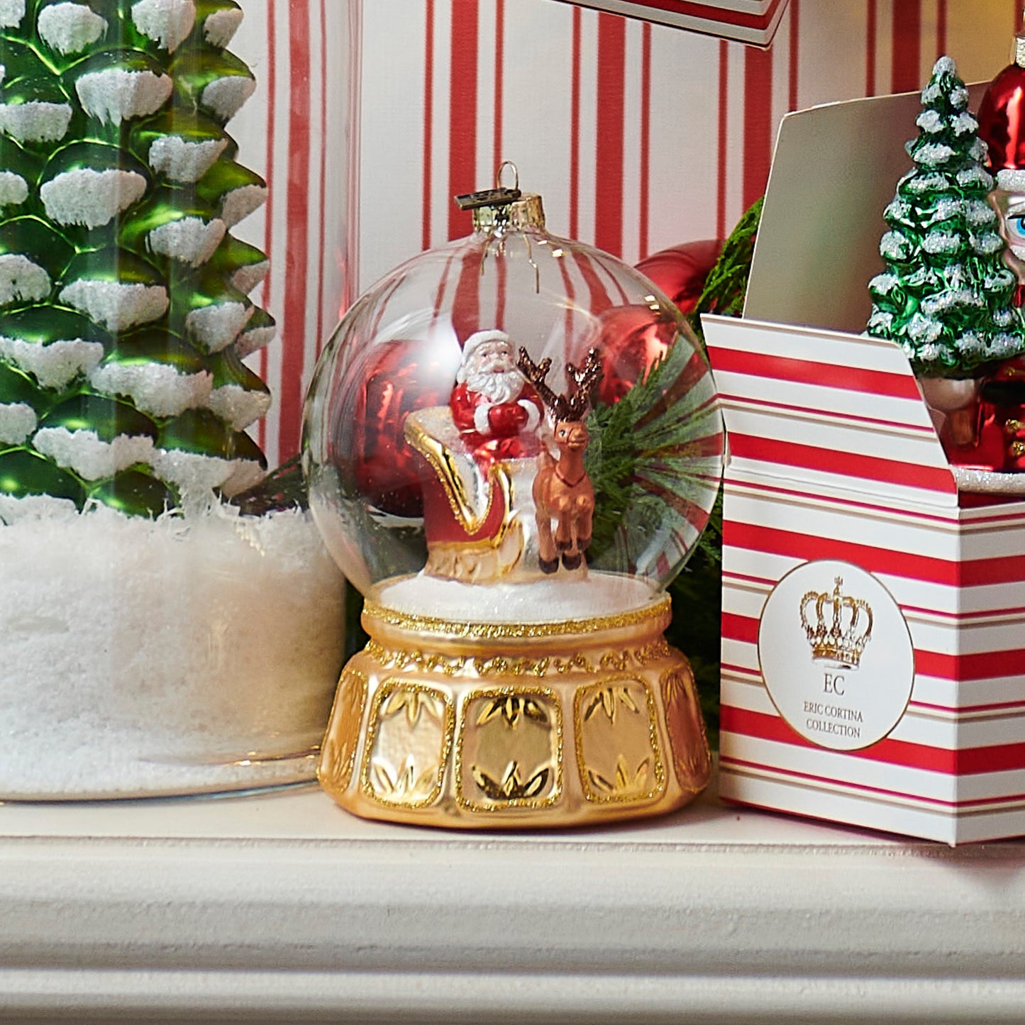 RAZ Imports by Eric Cortina 5.5" Santa Snow Globe Express Glass Collectible Christmas Ornament