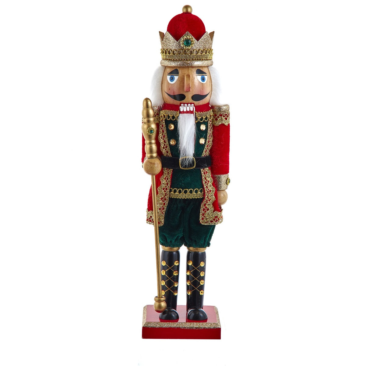 Kurt S. Adler 15" Red & Green King Traditional Wooden Christmas Nutcracker