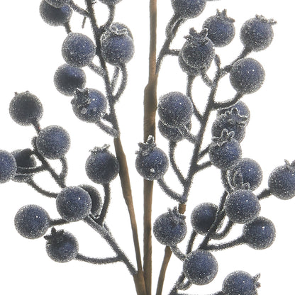 RAZ Imports 26" Medium Iced Blue Berry Decorative Christmas Tree Sprays - Set of 8