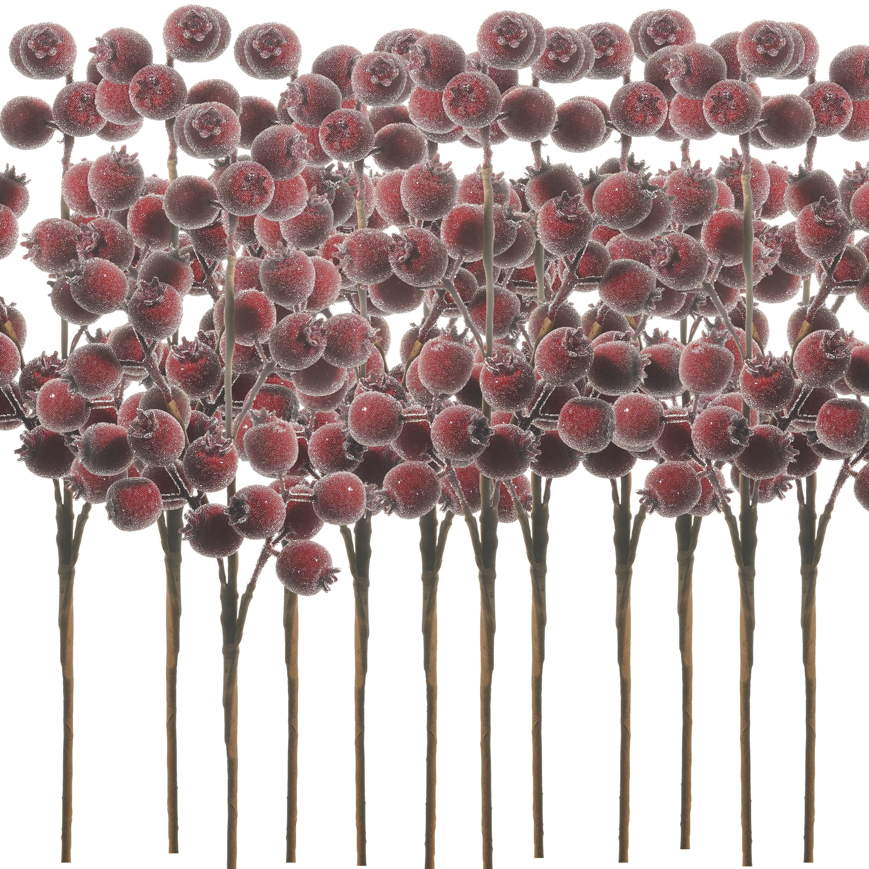 RAZ Imports 21" Iced Burgundy Red Berry Pod Decorative Christmas Tree Spray - Set of 12