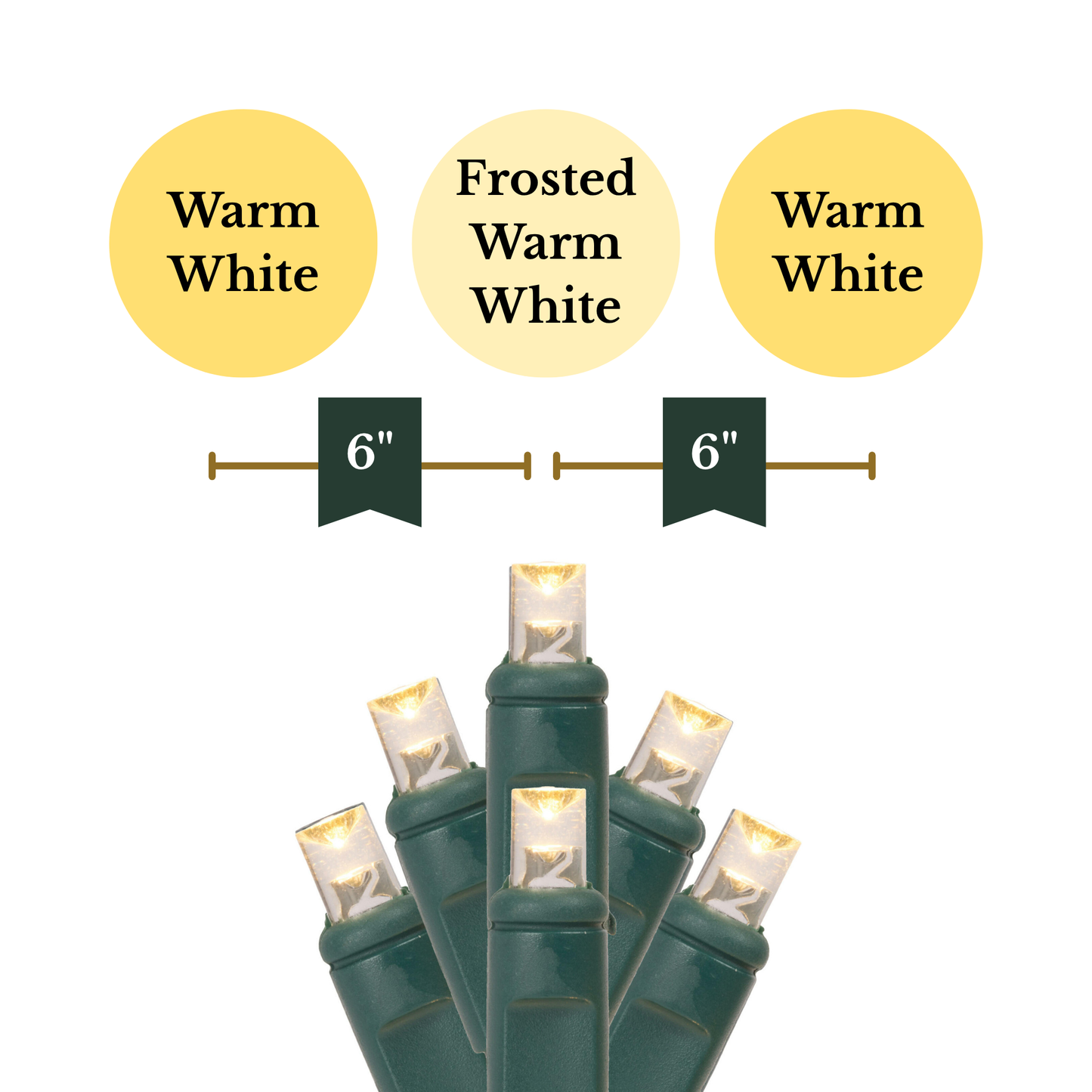 Indoor/Outdoor 50-Count LED Wide Angle Christmas String Lights, Frosted/Warm White, Green Wire, 25', by Vickerman