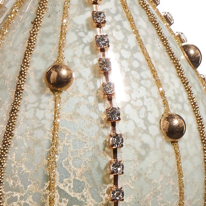 RAZ Imports 4" Rhinestone Mercury Glass Ball and Finial Drop Christmas Ornaments - Set of 2
