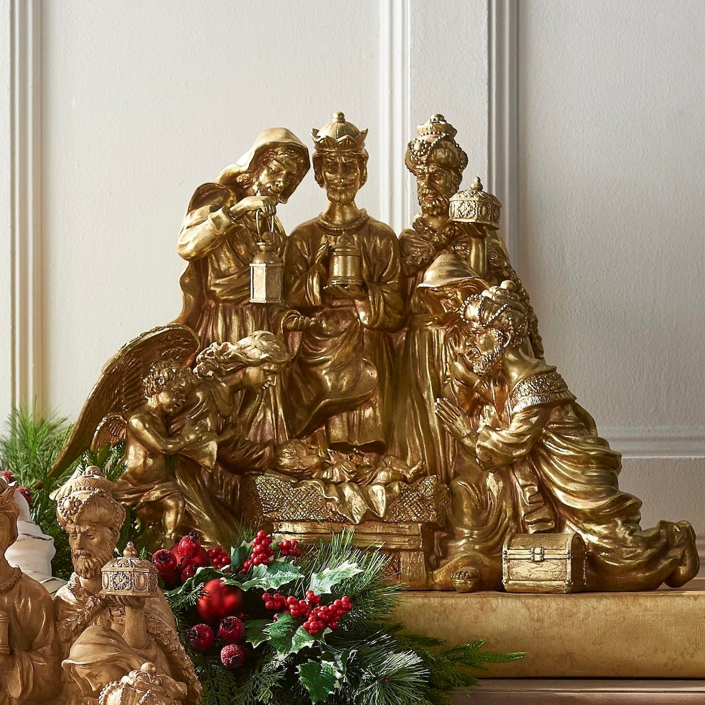 RAZ Imports Royal Gold 27.75" Resin Christmas Nativity Set Figurine