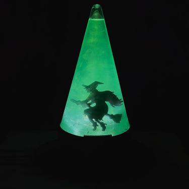 RAZ Imports 9" Lighted Swirling Witch and Bats Glitter Water Lantern Hat Halloween Decoration