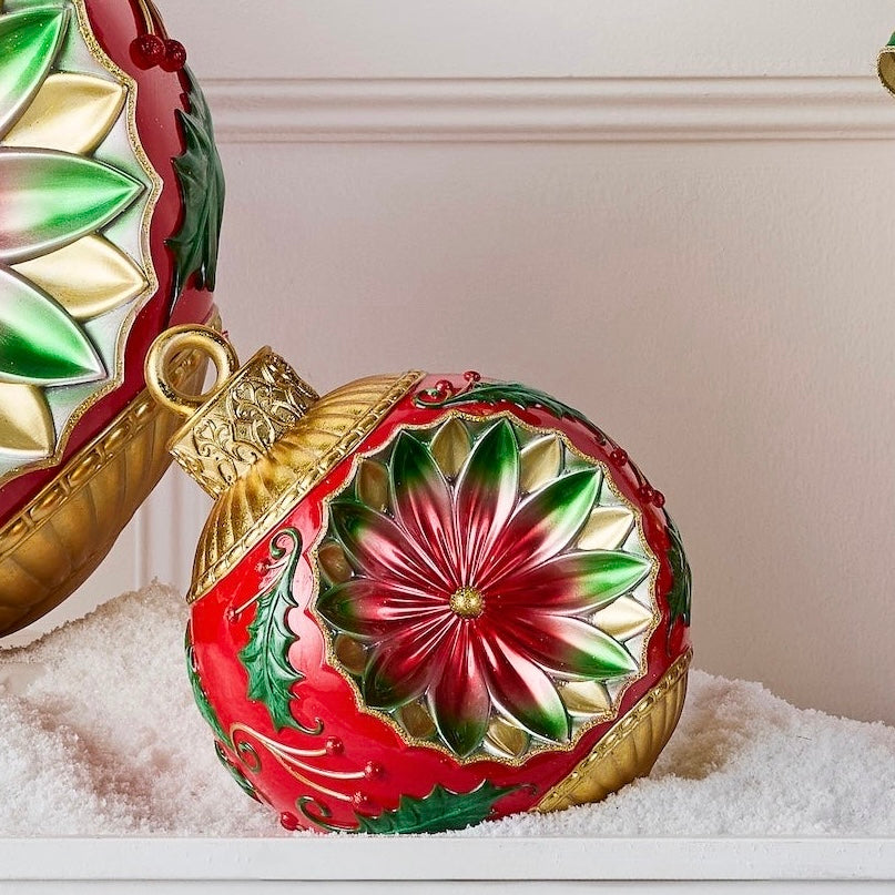 RAZ Imports 10" Vintage Red and Green Resin Ornament Christmas Decoration