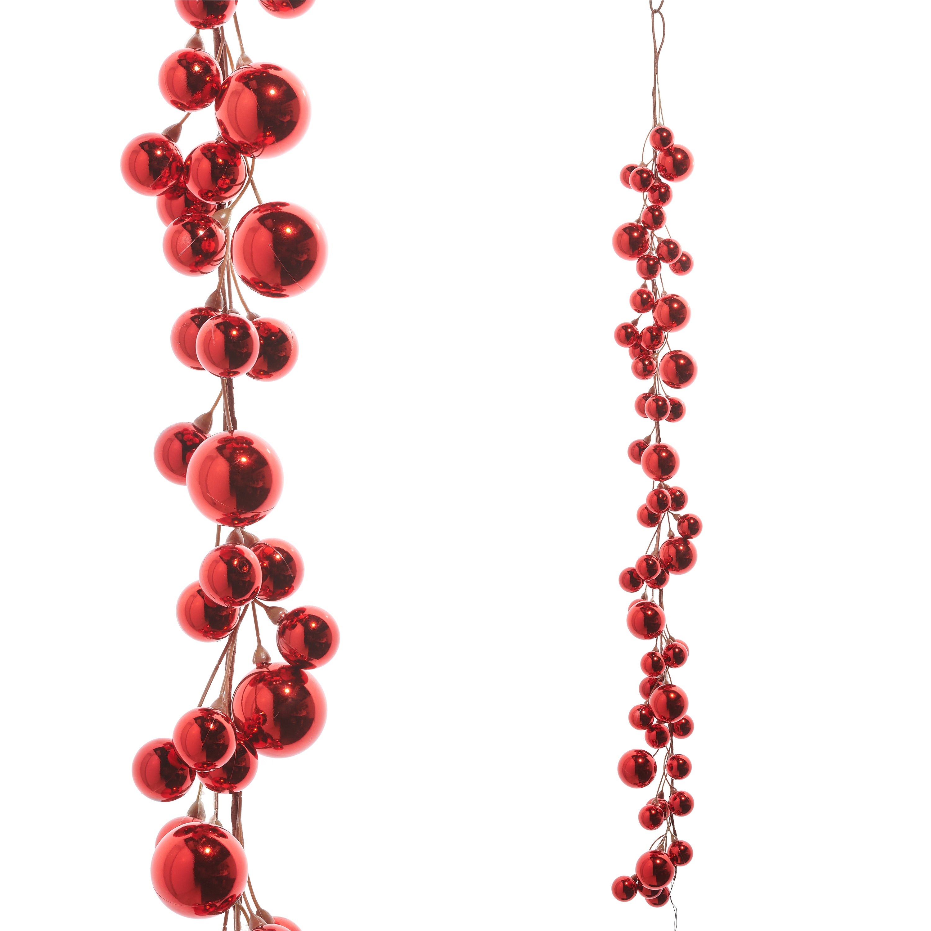 A 4-foot long shatterproof Christmas garland with red ball ornaments, displayed against a white background.
