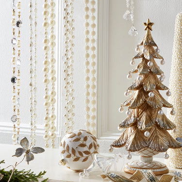 RAZ Imports 18" Glittered Gold Pearl Ornament Christmas Tree Christmas Decoration