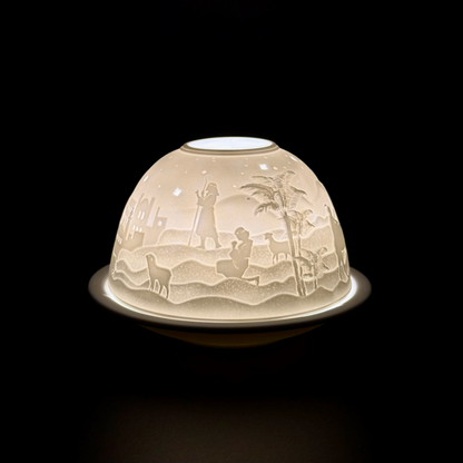 Starlight Porcelain Votive Light Bethlehem Nativity Scene Glowing Candle Holder Christmas Decoration