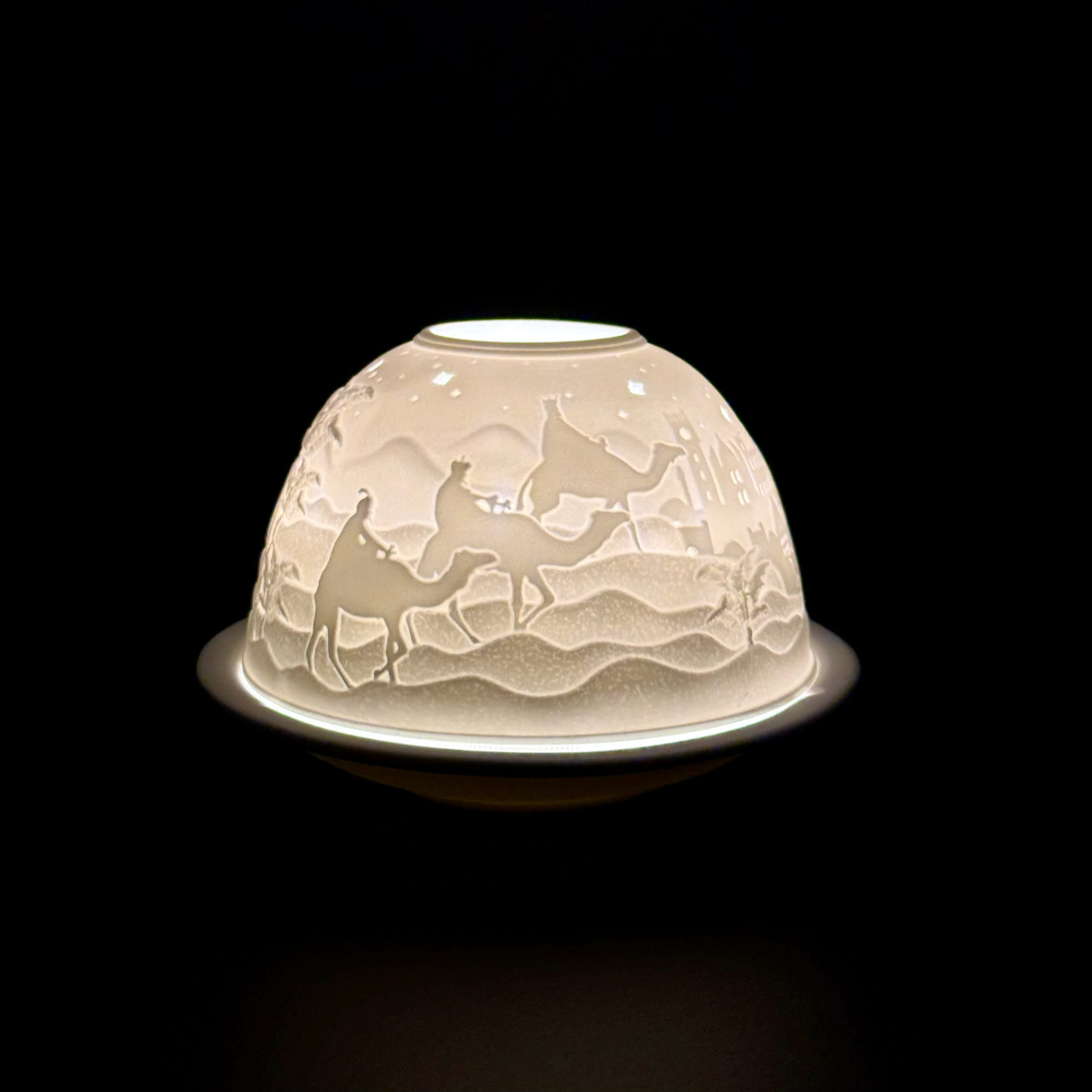 Starlight Porcelain Votive Light Bethlehem Nativity Scene Glowing Candle Holder Christmas Decoration