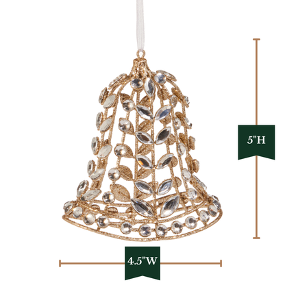 RAZ Imports 5" Jeweled Gold Glitter Bell Christmas Ornament