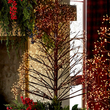 Starburst Pre-Lit Brown Artificial Christmas Tree with Warm White Twinkling LED Lights by RAZ Imports