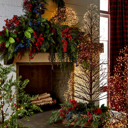 Starburst Pre-Lit Brown Artificial Christmas Tree with Warm White Twinkling LED Lights by RAZ Imports