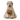 Dog statue in ghost costume with pumpkin basket on a white background