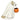 Dog figurine dressed as a ghost holding a pumpkin bucket on a white background