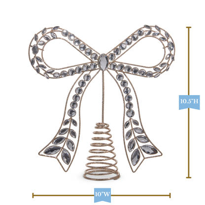 RAZ Imports 10.5" Gold Jeweled Glittered Bow Christmas Tree Topper