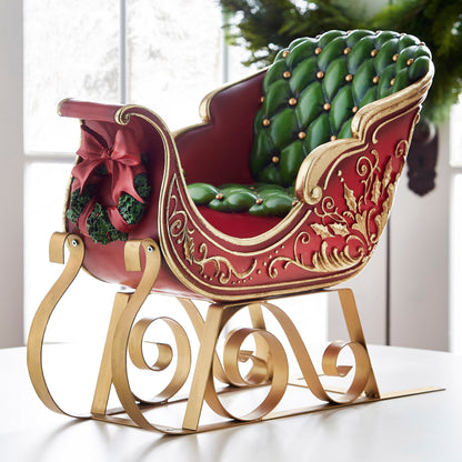 RAZ Imports 22" Red and Gold Christmas Sleigh Christmas Decoration