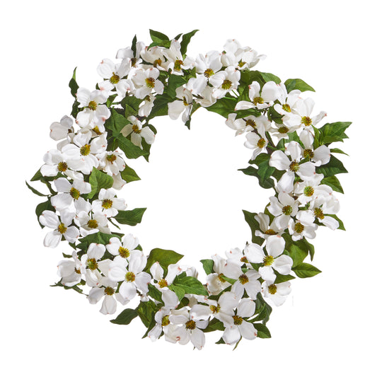 RAZ Imports 24" White Virginia Dogwood Flower Summer Wreath