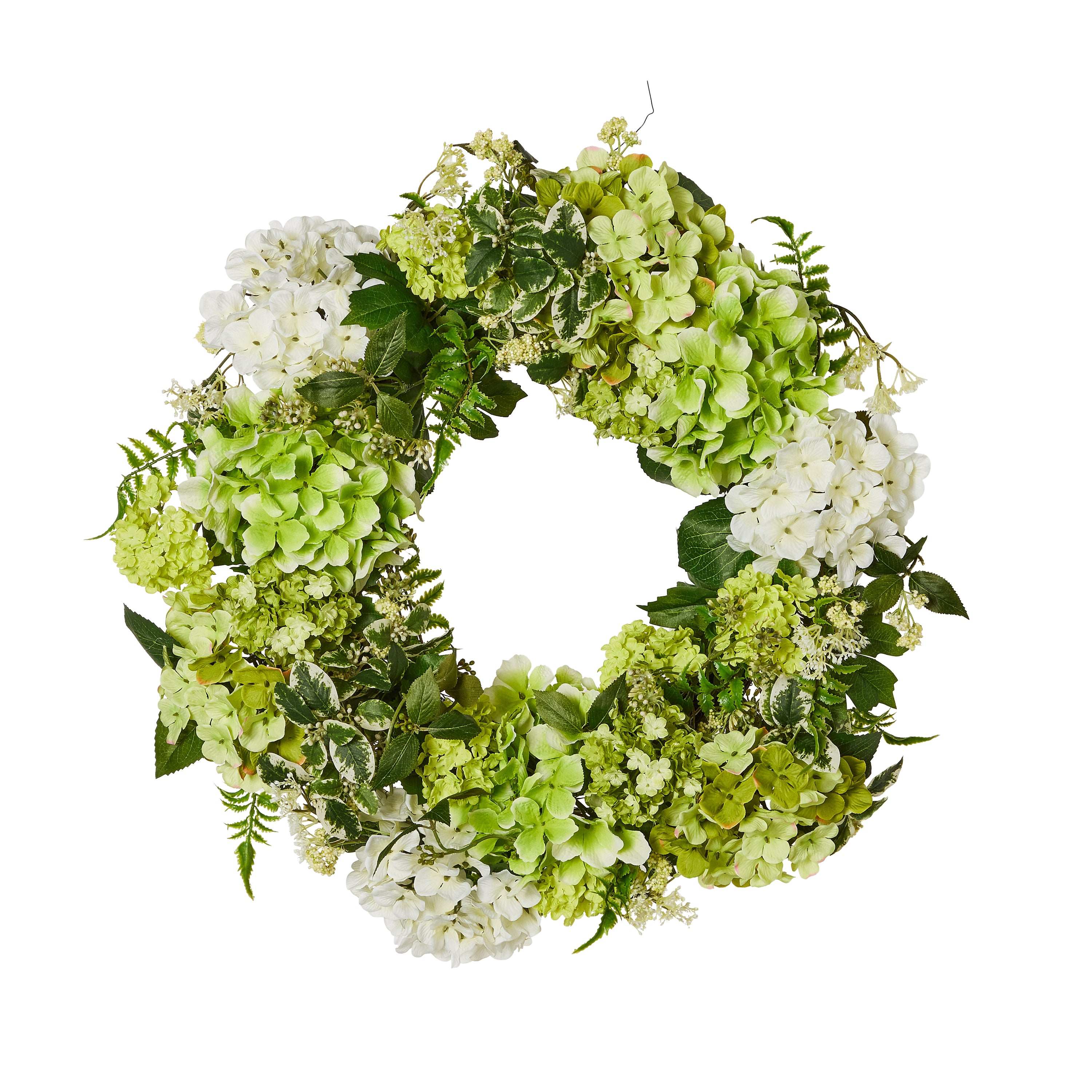 RAZ Imports Summer Bloom 24" Green and White Hydrangea Flower Summer Wreath