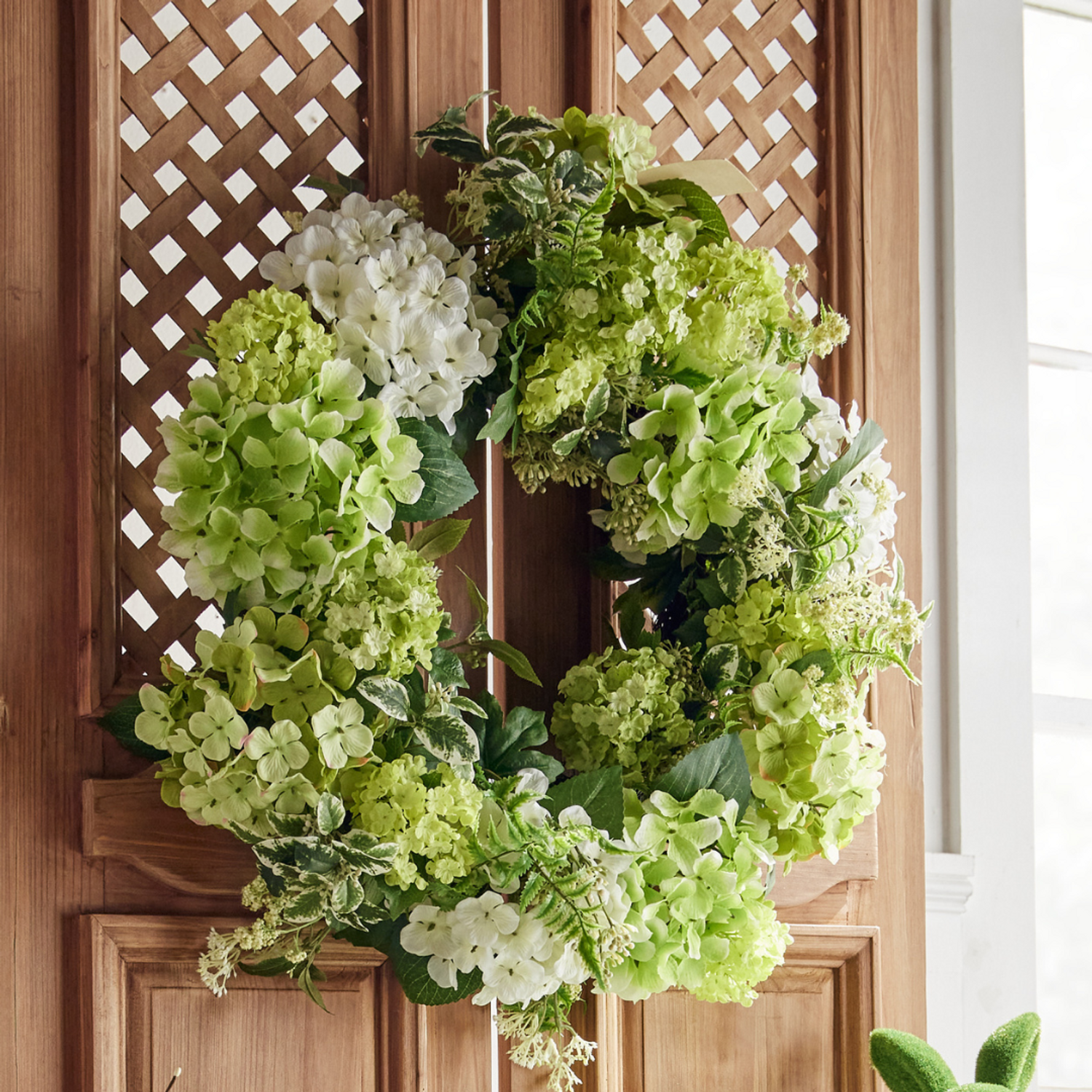 RAZ Imports 24" Green and White Hydrangea Flower Spring Wreath