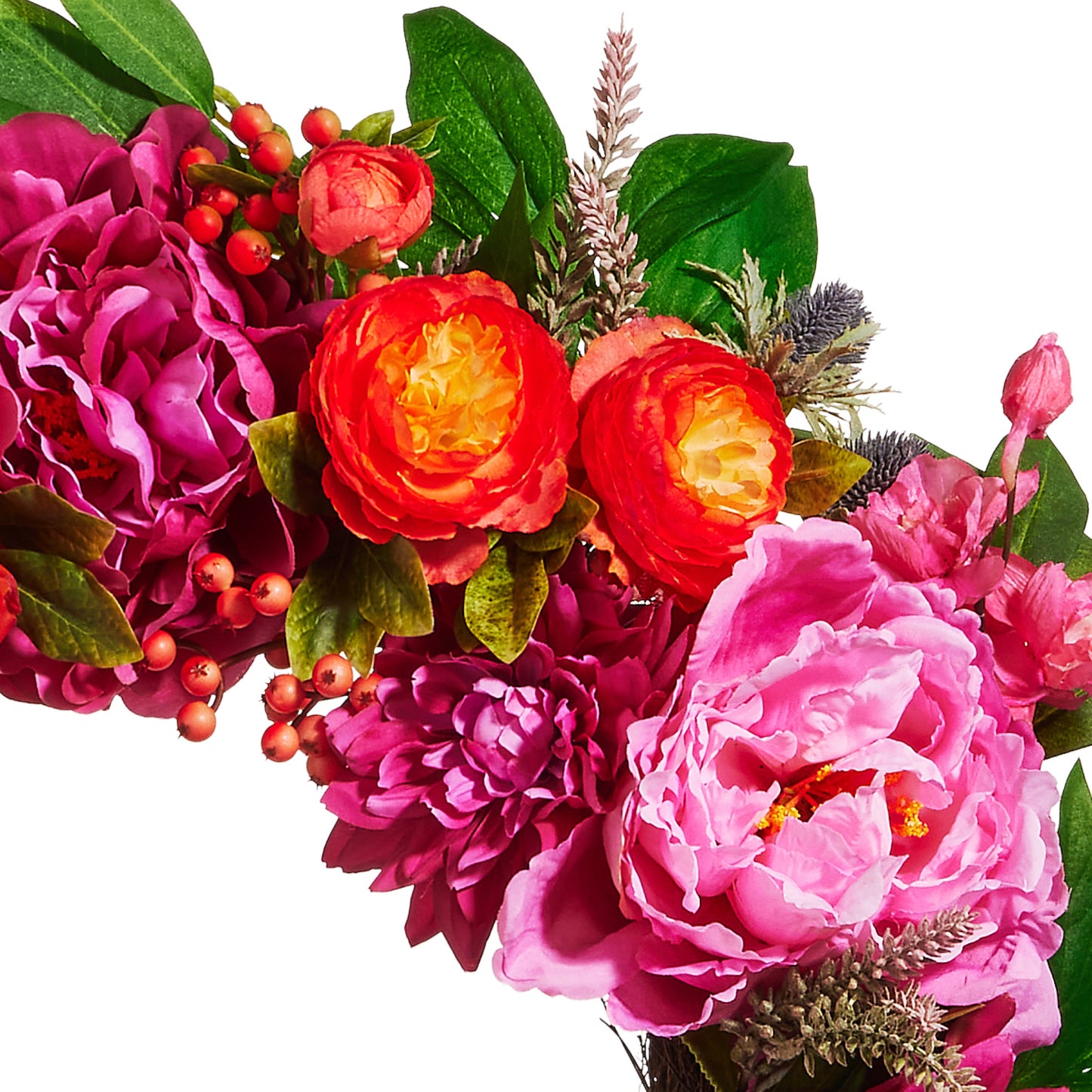 RAZ Import 24" Pink Peony and Orange Ranunculus Spring Wreath