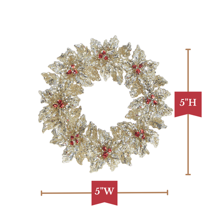 RAZ Imports 5" Gold and Silver Glittered Holly Wreath Christmas Ornament