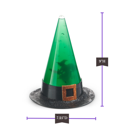 RAZ Imports 9" Lighted Swirling Witch and Bats Glitter Water Lantern Hat Halloween Decoration