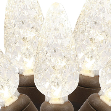 Indoor/Outdoor 50-Count LED C6 Christmas String Lights, Warm White, Brown Wire, 25', by Vickerman