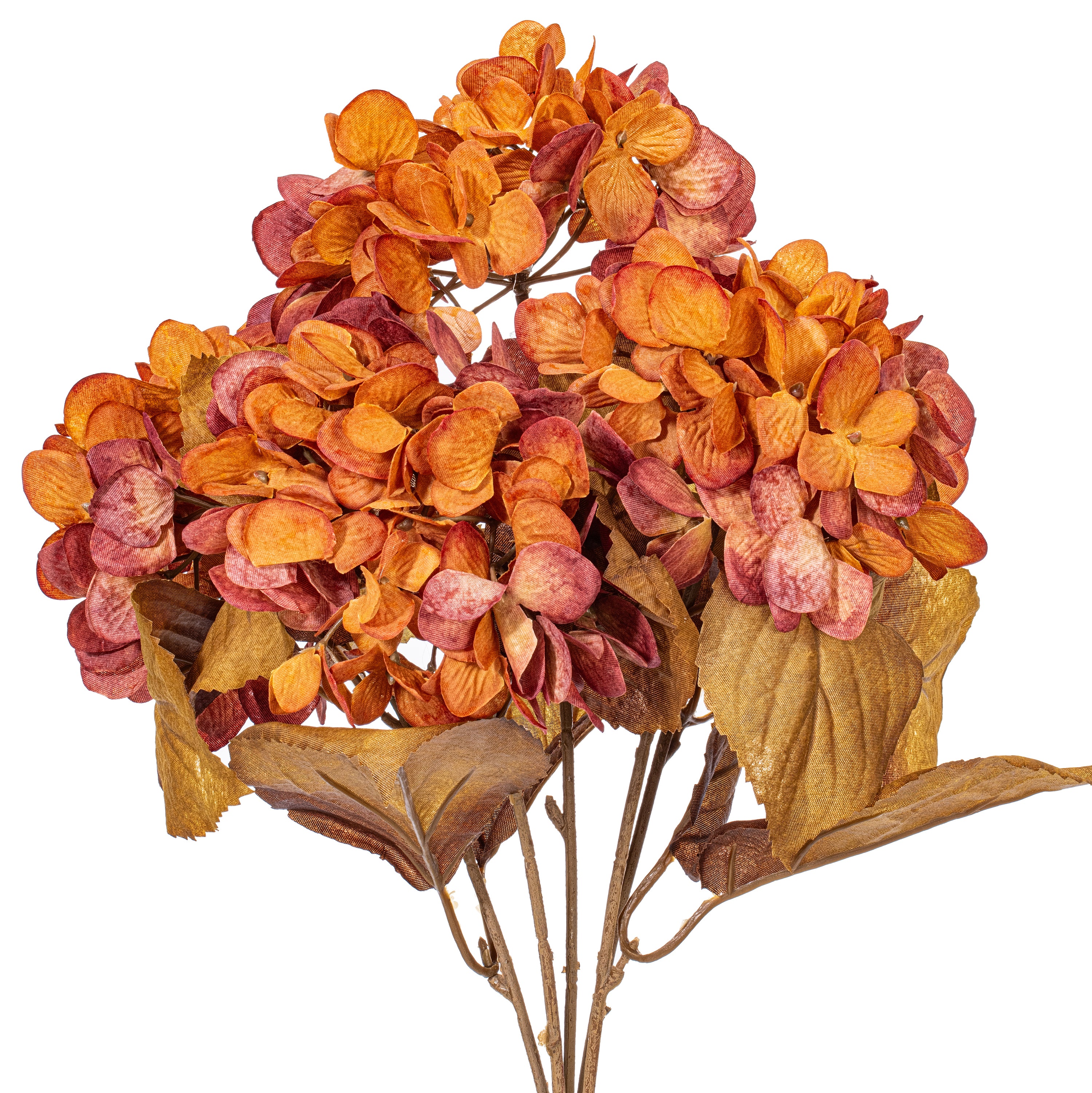 Hydrangea Harvest Rusted Orange 16.5" Bush Stems - Set of 2