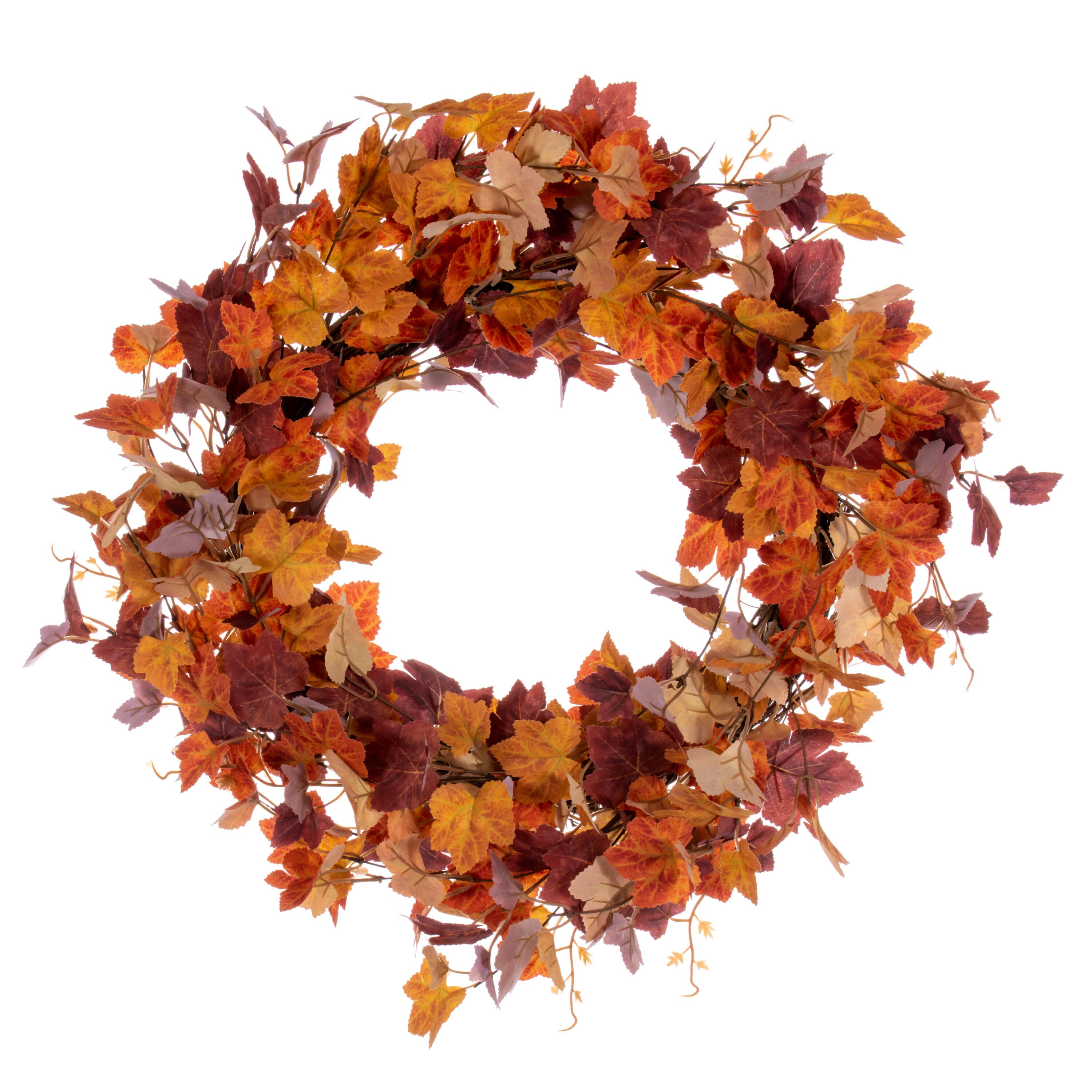 Crimson Canopy Maple Leaf 22" Orange Fall Artificial Wreath