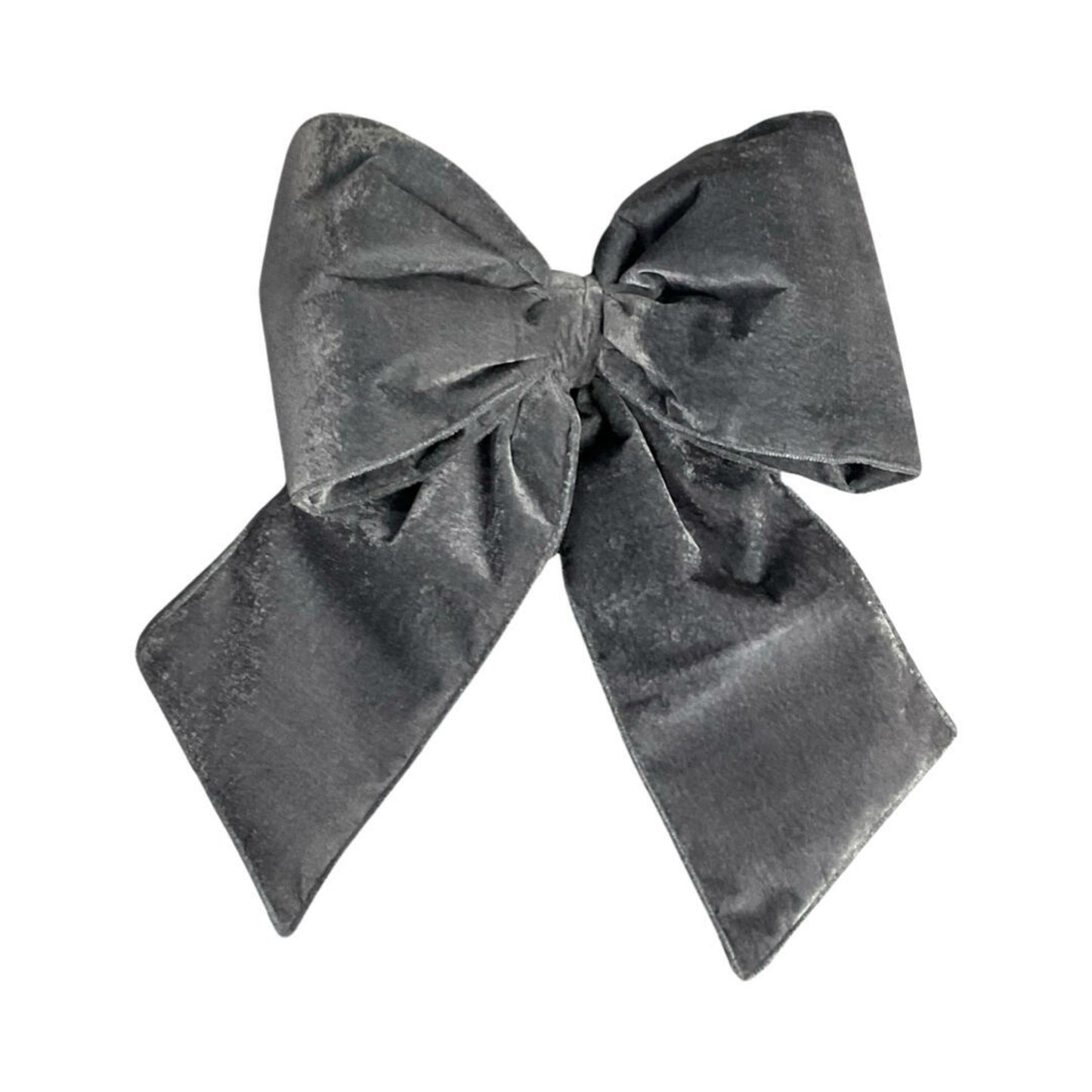 Gray velvet bow on a white background