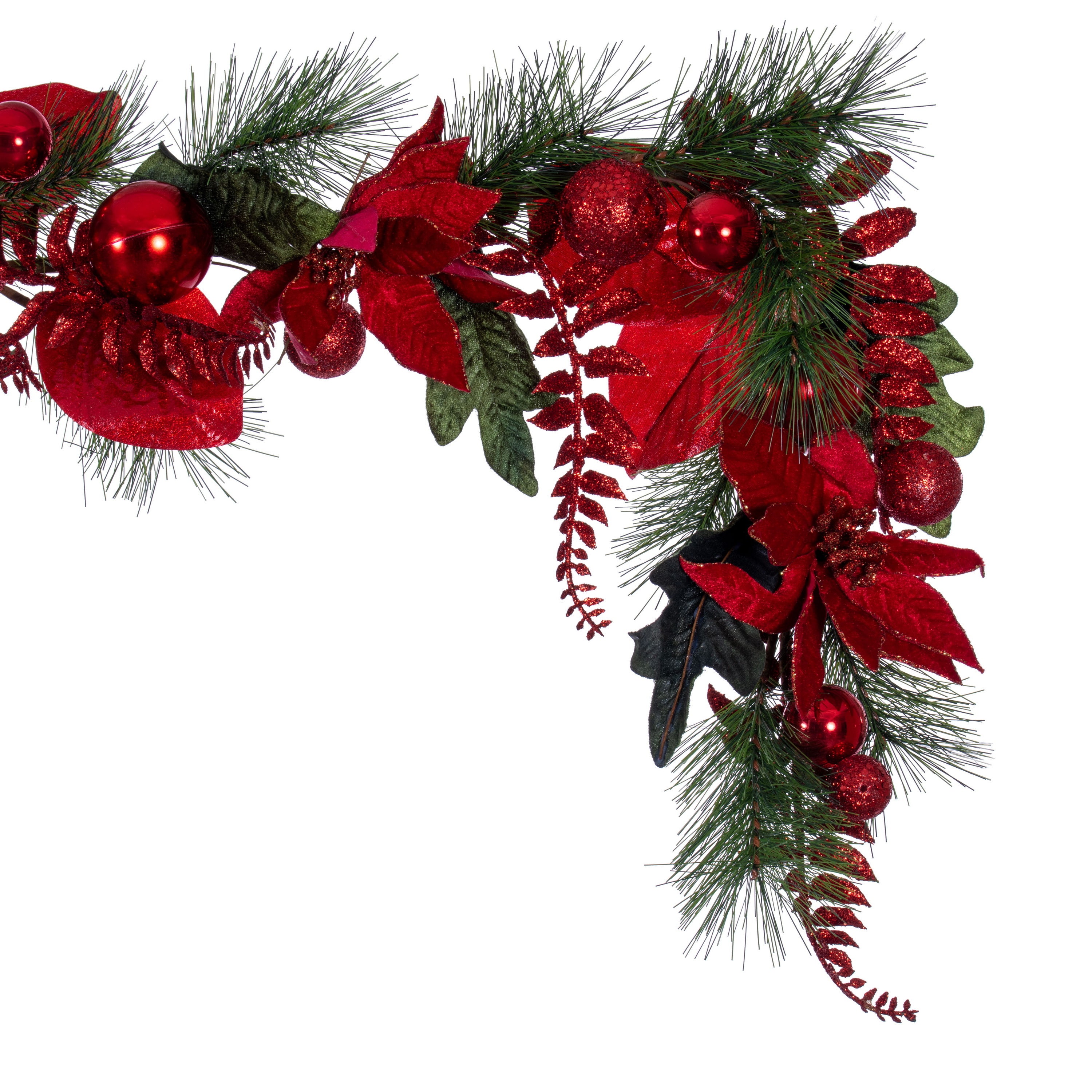 Merry & Bright 6' Red Poinsettia Artificial Christmas Garland