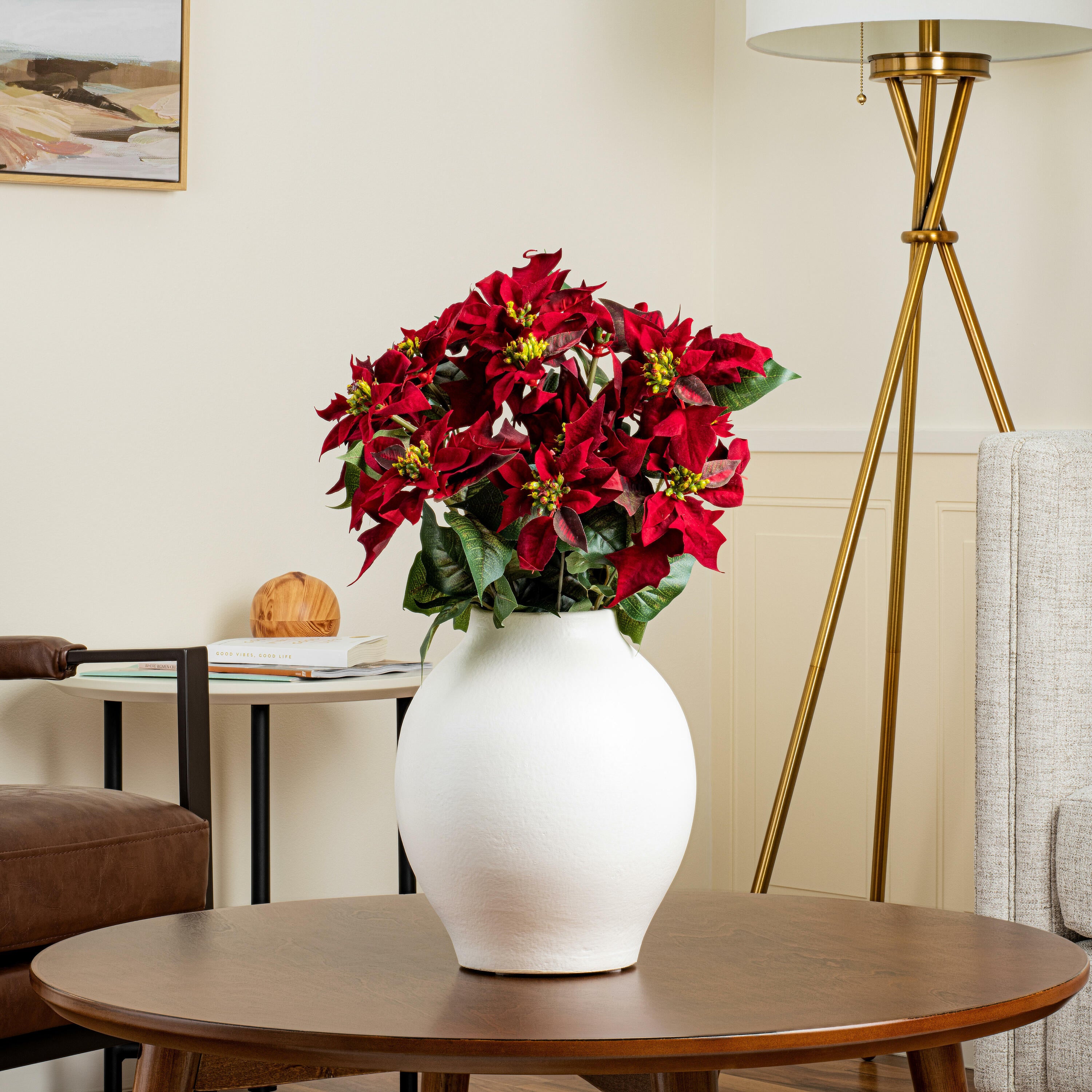 Red Poinsettia 18" Over-Sized Christmas Bush Stem