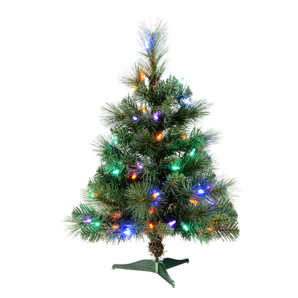 Vickerman 2' Mixed Brussels Tabletop Artificial Christmas Tree with Multicolored LED Lights