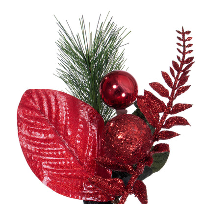 Merry & Bright 28” Red Poinsettia Decorative Artificial Christmas Wreath