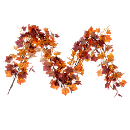 Crimson Canopy Maple Leaf 5' Orange Fall Artificial Garland