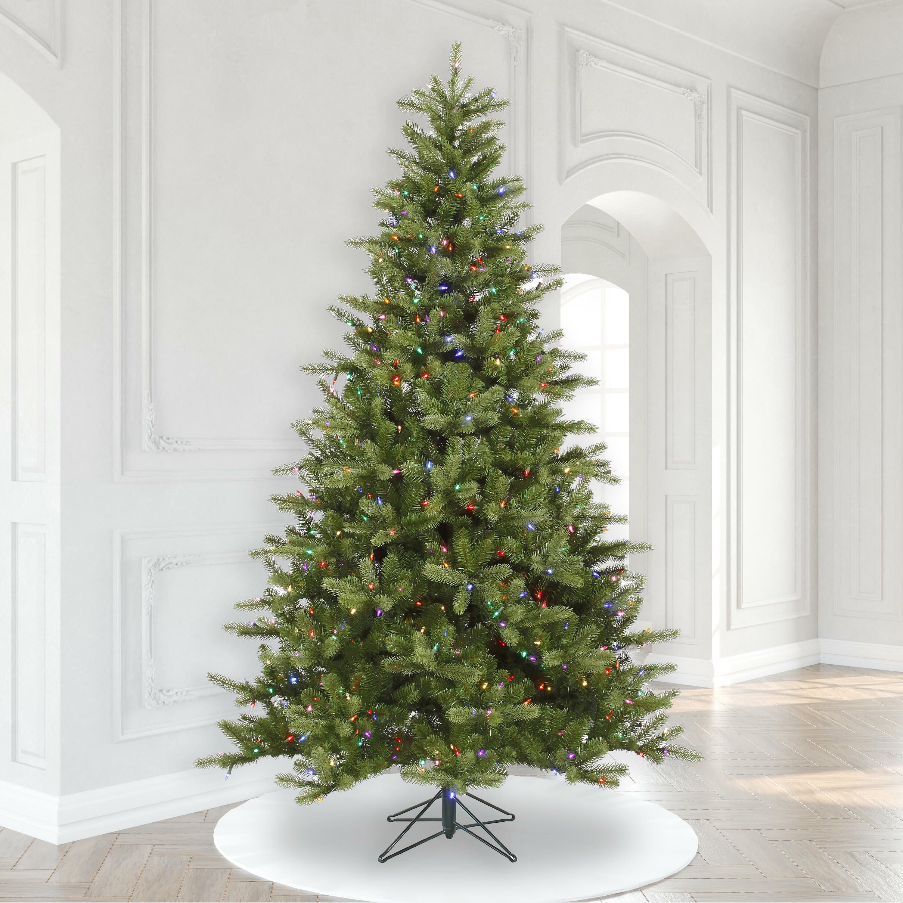 King Spruce 7.5' Artificial Christmas Tree with Multi-Colored LED Color Dura-lit Mini Lights