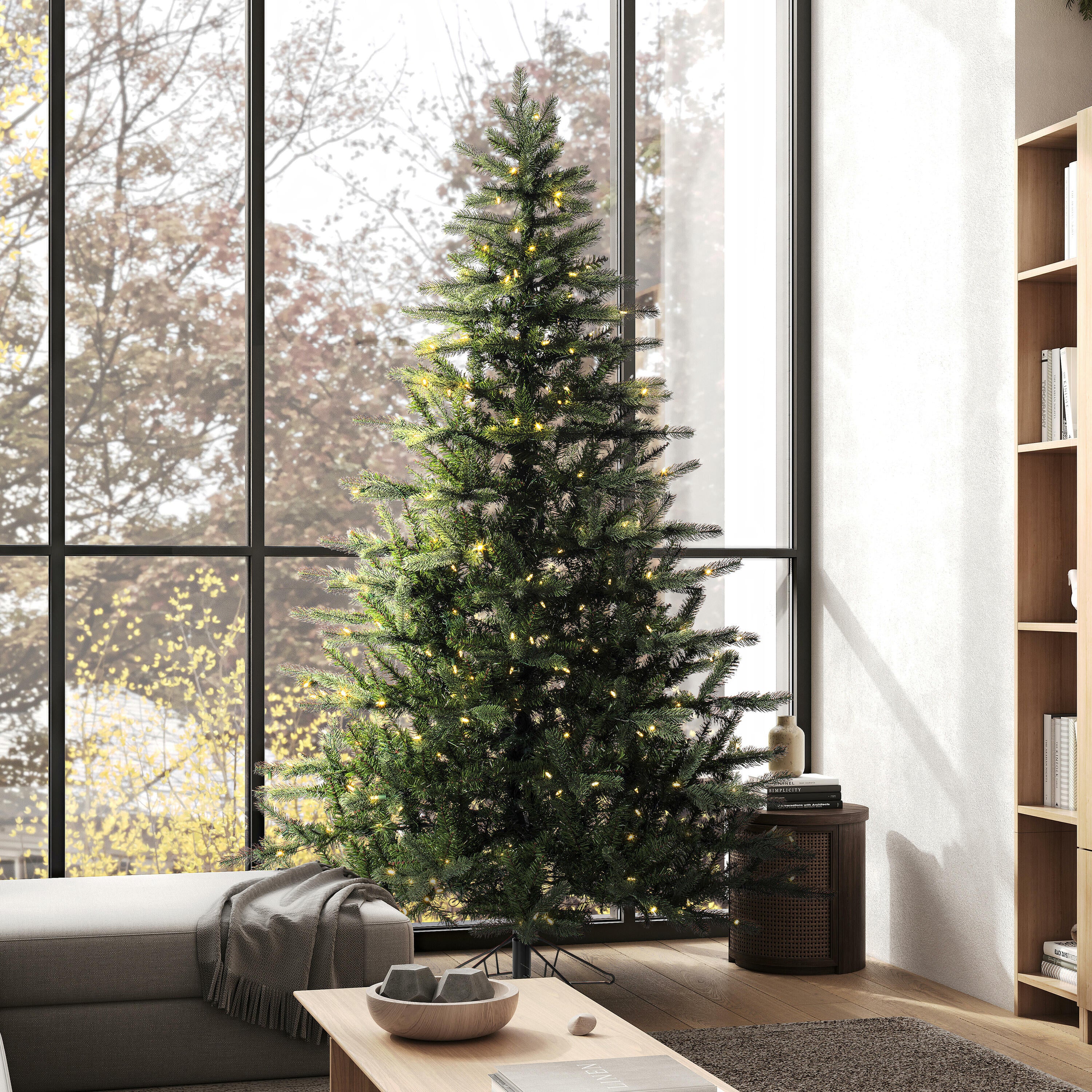 King Spruce 14' Artificial Christmas Tree with Warm White LED Clear Dura-lit Mini Lights