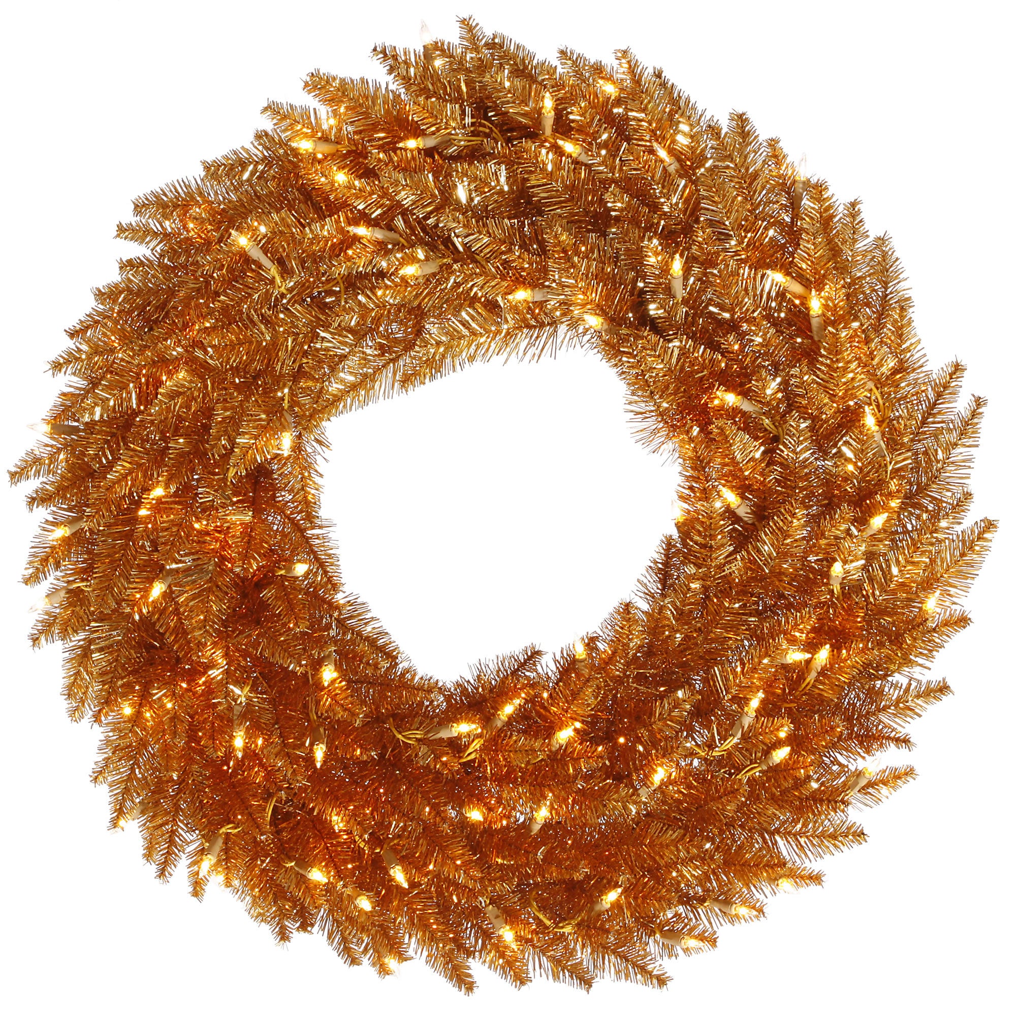 Vickerman 24" Copper Tinsel Pre-lit Artificial Christmas Wreath with Warm White LED Lights