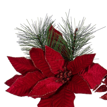Merry & Bright 28” Red Poinsettia Decorative Artificial Christmas Wreath