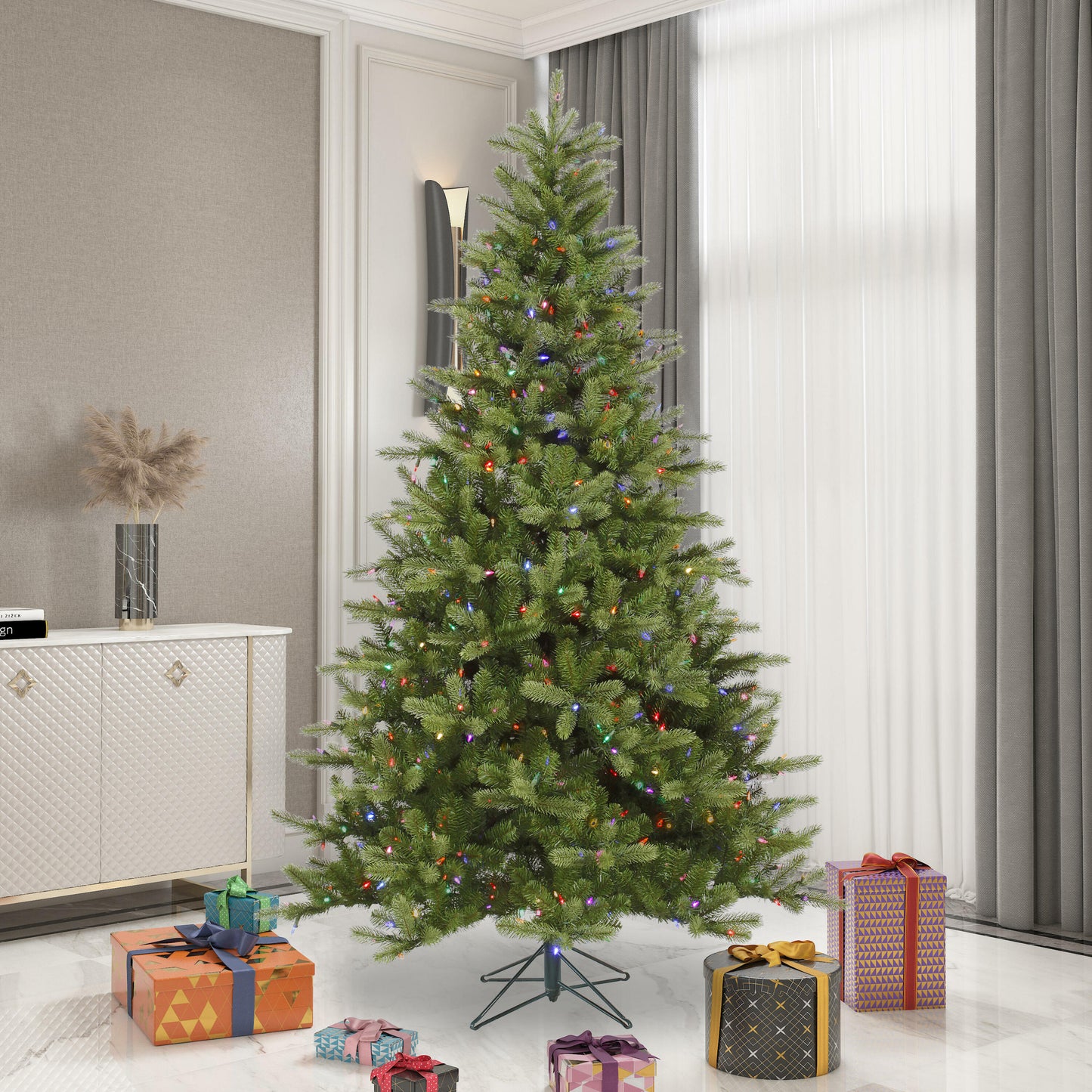 King Spruce 5.5' Artificial Christmas Tree with Multi-Colored LED Color Dura-lit Mini Lights