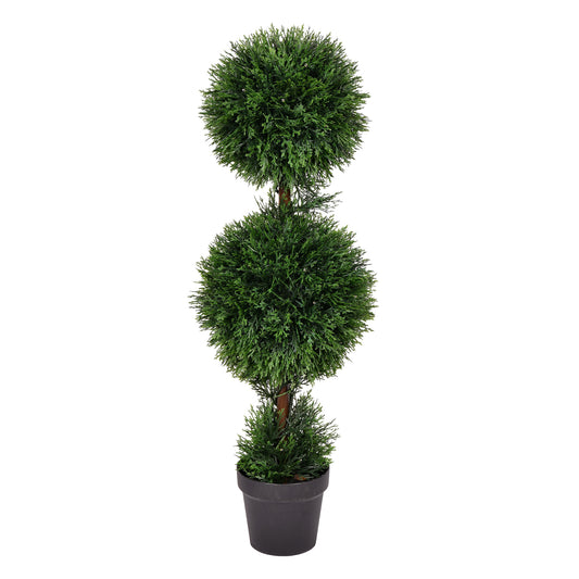 Outdoor Cedar 3' Artificial Double Ball Topiary