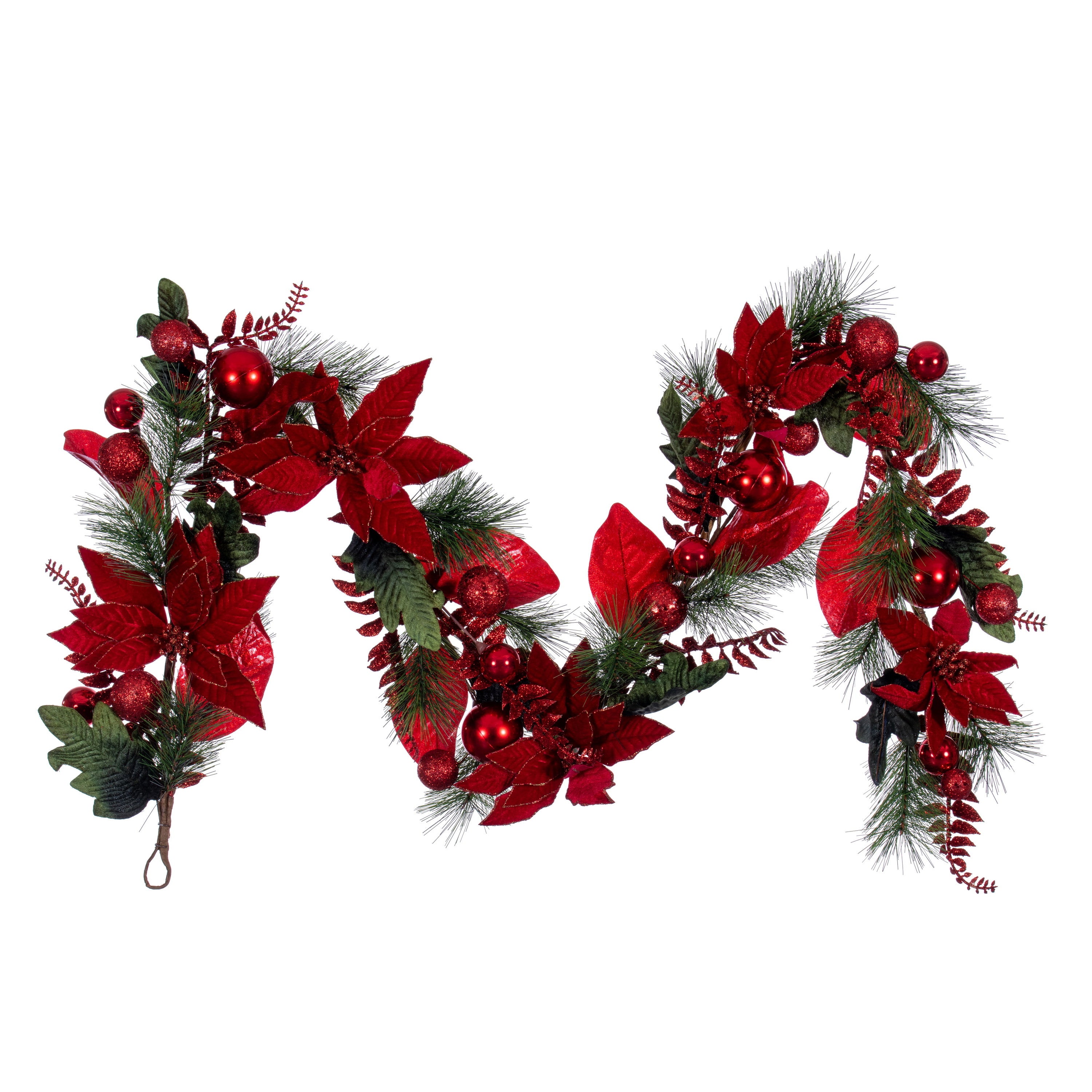 Merry & Bright 6' Red Poinsettia Artificial Christmas Garland