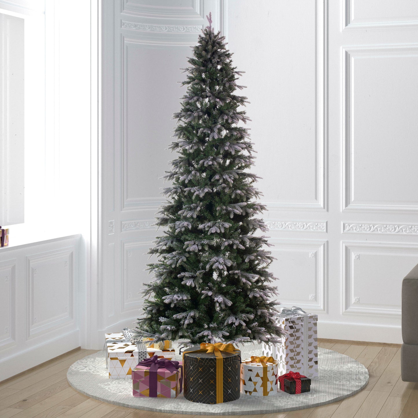 Frosted Douglas Fir Slim Artificial Christmas Trees