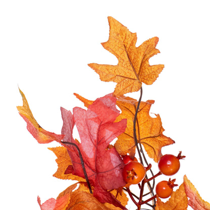 Autumn Maple Leaf 28" Red Fall Artificial Wreath with Berries