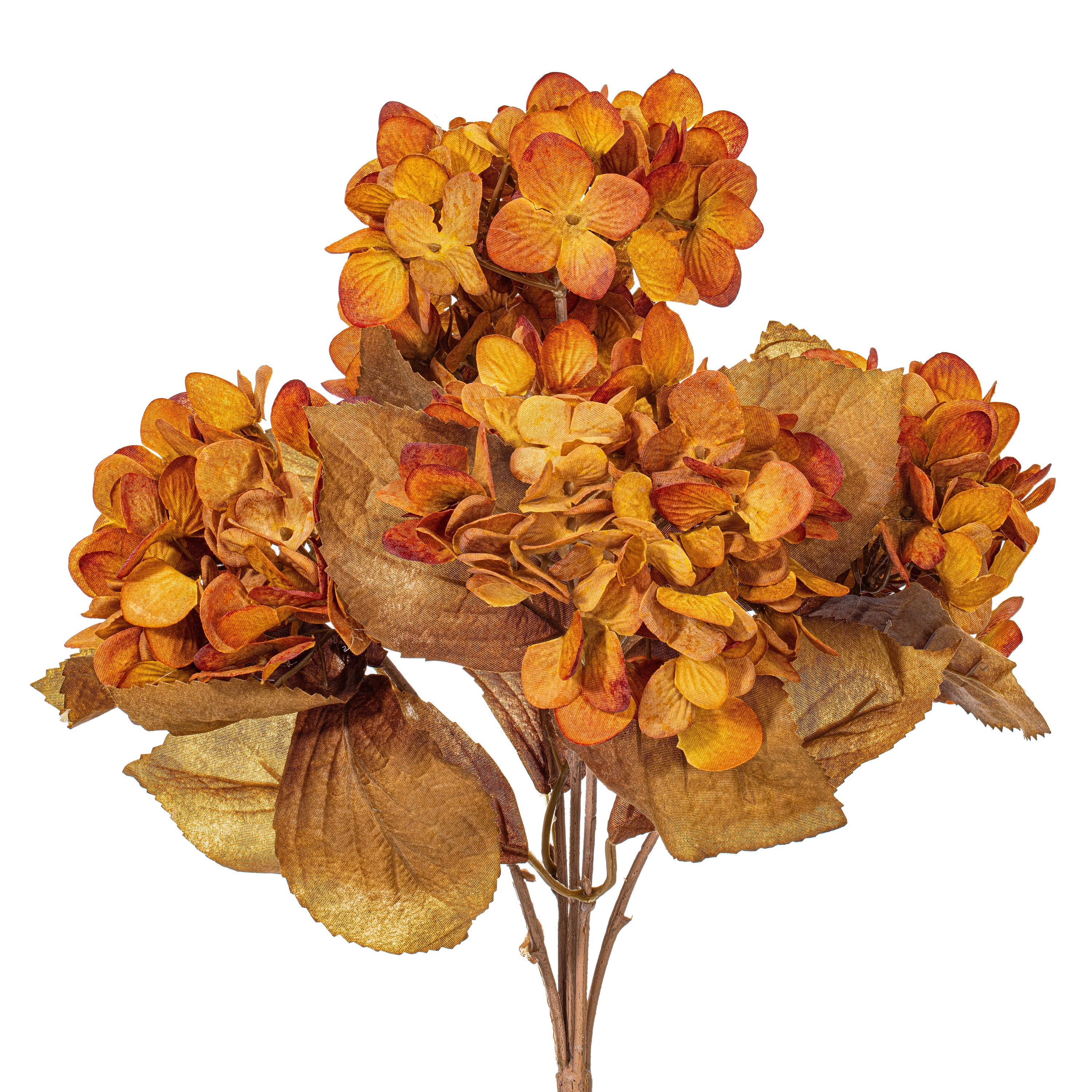 Hydrangea Harvest Rusted Yellow 16.5" Bush Stems - Set of 2