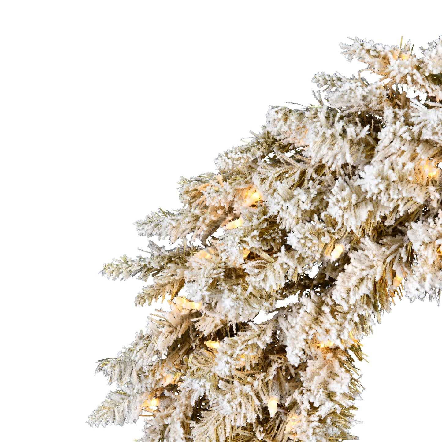 Vickerman 24" Frosted Flocked Gold Pre-lit Christmas Wreath with Warm White LED Lights